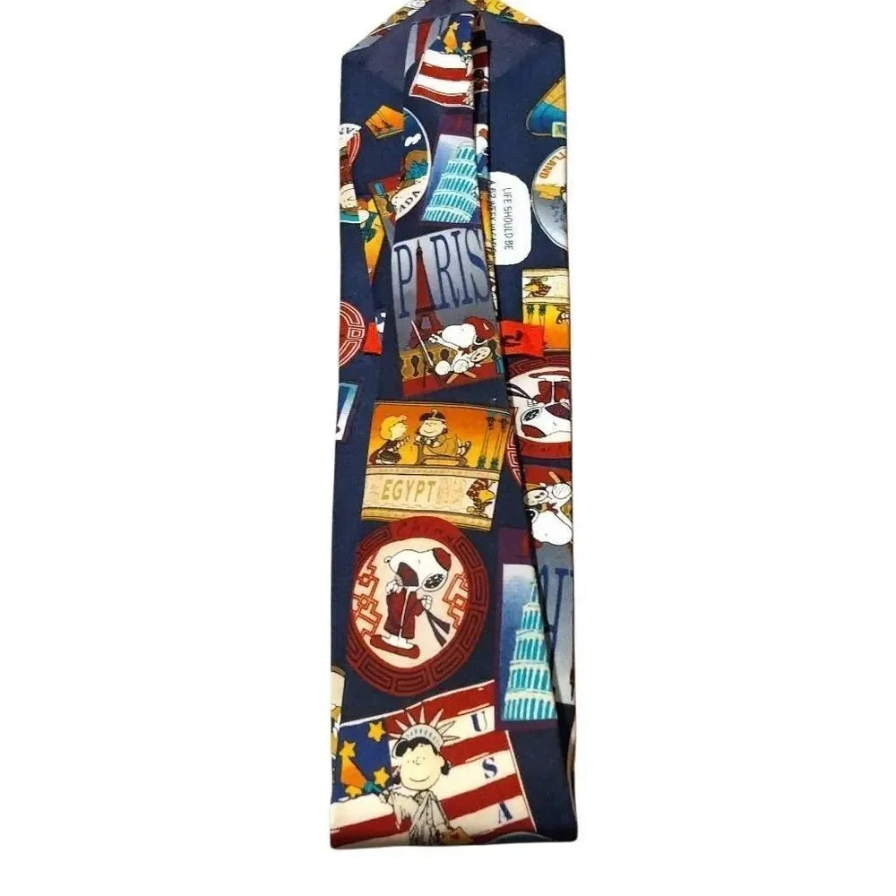Vintage Peanuts Charlie Brown and Gang World Vacation Men's Tie